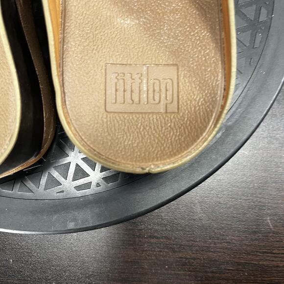 Fitflop Womens Size 6 Fino Toe-Post Flip Flops Bronze Glitter Studded Sandals - Picture 6 of 10